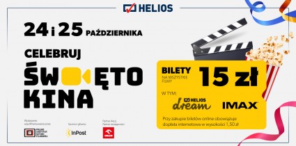 Helios zaprasza na Święto Kina - bilety na seanse repertuarowe za 15 zł