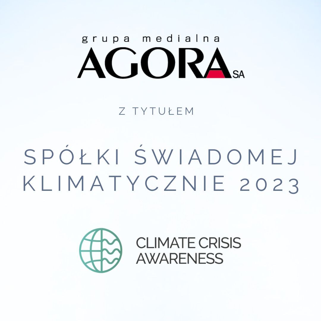 Agora wśród najbardziej świadomych klimatycznie spółek na GPW