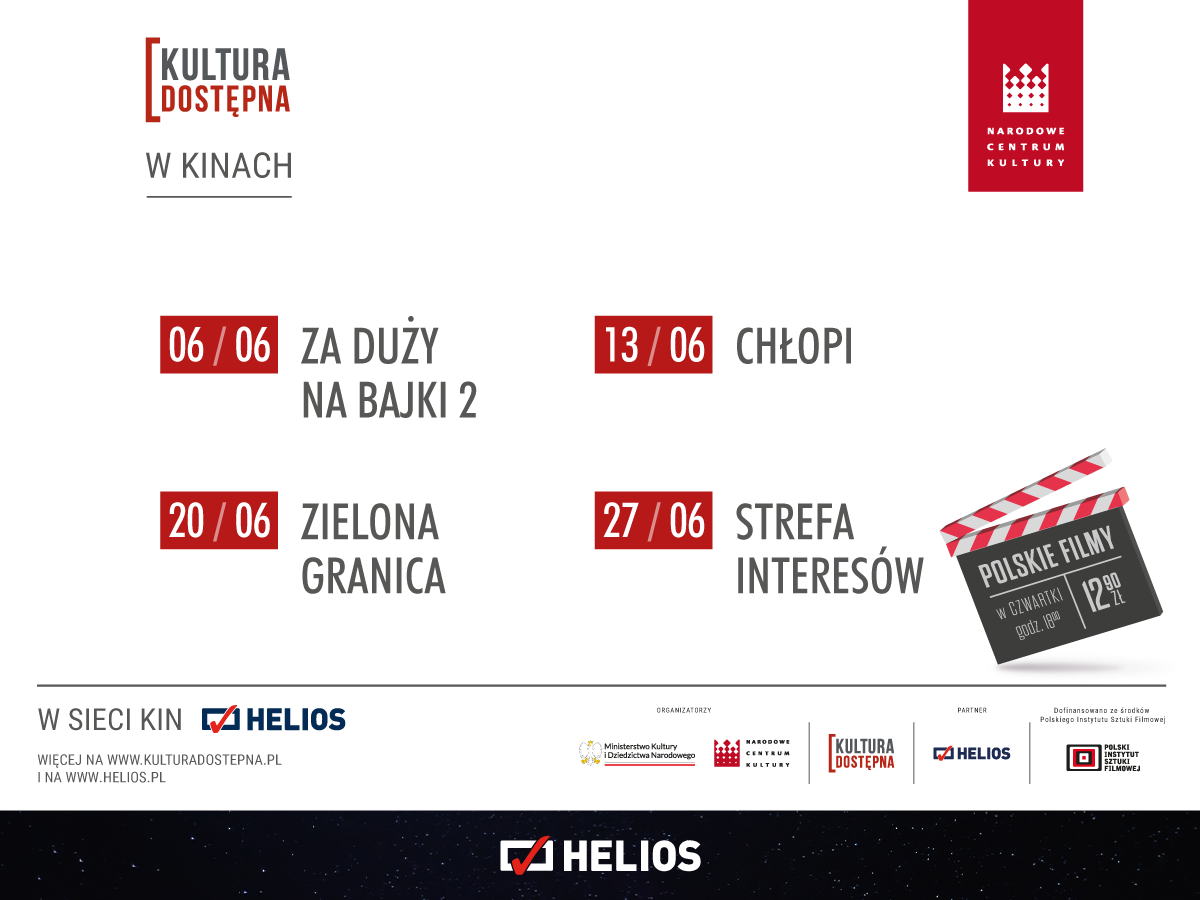 Kultura Dostępna w kinach Helios – repertuar cyklu w czerwcu